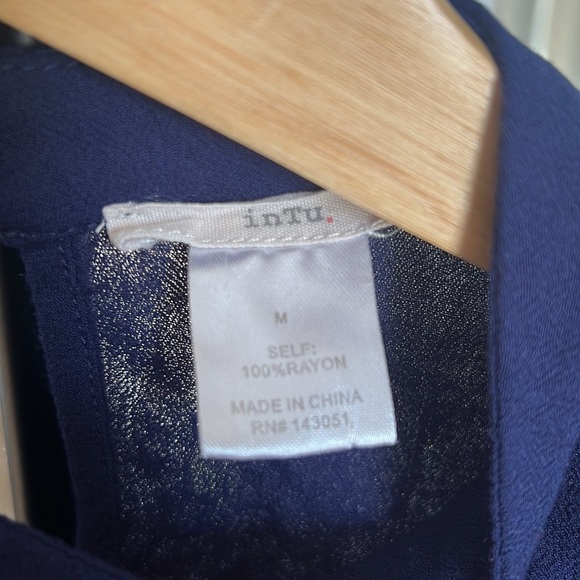 Sleeveless Navy Tank Top with Black Embroidered Trim - Picture 2 of 5